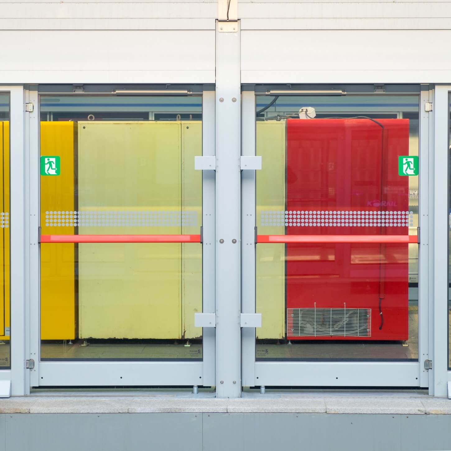 Glass emergency doors
