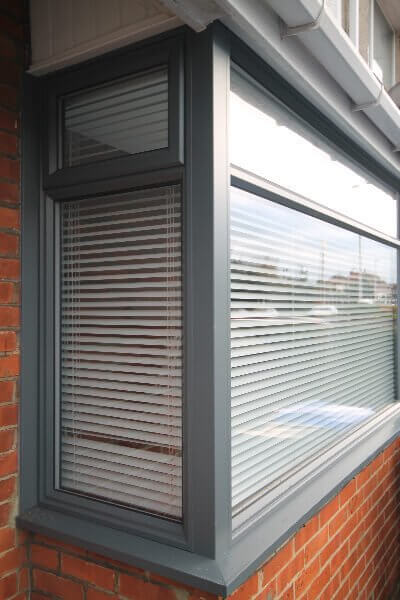 grey framed windows